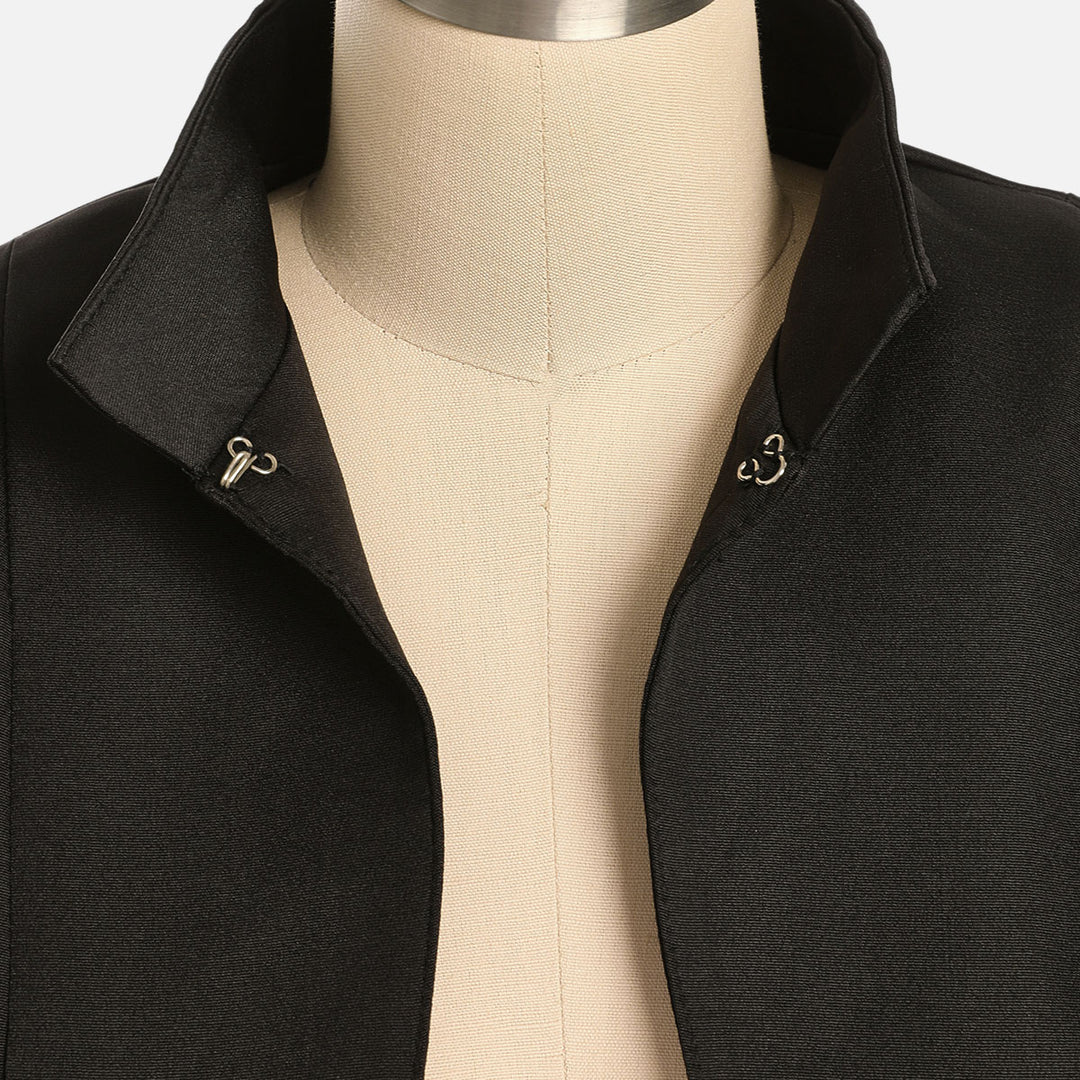 Black Stand-Collar Oversized Cropped Blazer-Vyana Collective