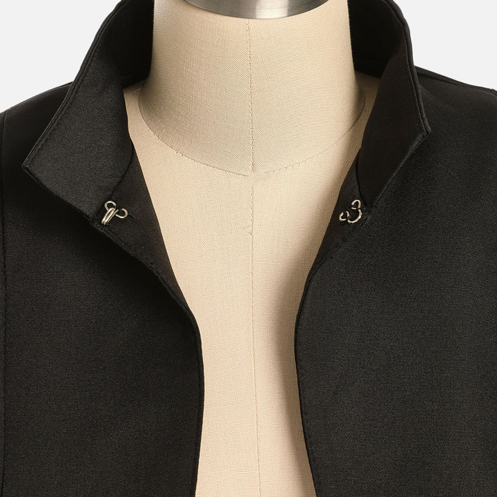 Black Stand-Collar Oversized Cropped Blazer-Vyana Collective