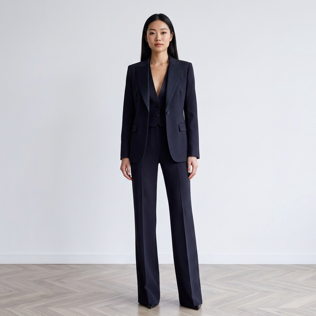 Black Three Piece Suit Set with Vest and Wide Leg Pants for Meetings Ready and Executive Power Dressing Women-Vyana Collective