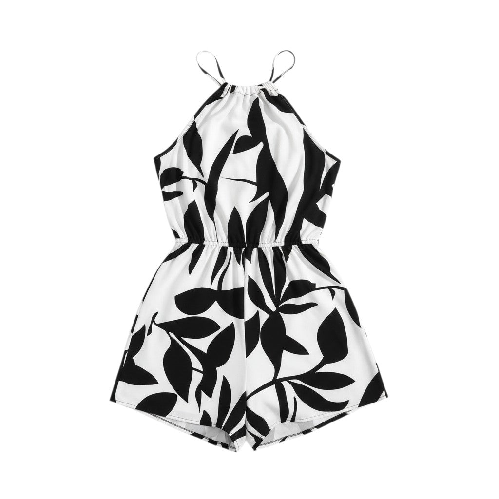 Black White Abstract Halter Sleeveless Dress-Vyana Collective