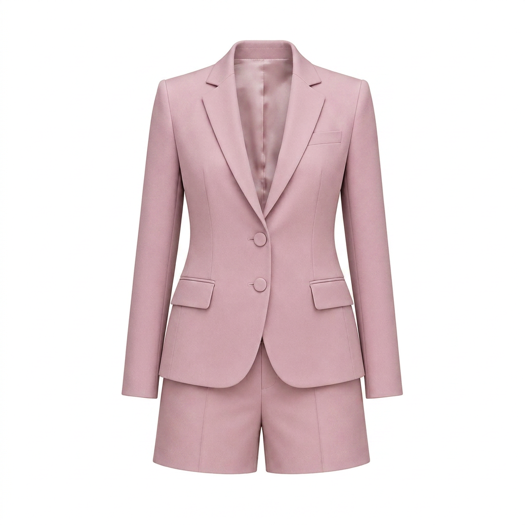 Blush Pink Blazer and Mini Skirt Set for Meetings Ready and Modern Office Style Women-Vyana Collective