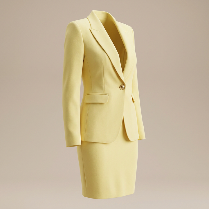 Blush Pink Blazer and Pencil Skirt Set for Meetings Ready and Elegant Office Style Women-Vyana Collective