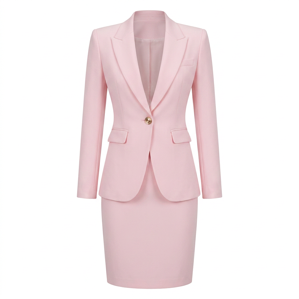 Blush Pink Blazer and Pencil Skirt Set for Meetings Ready and Elegant Office Style Women-Vyana Collective