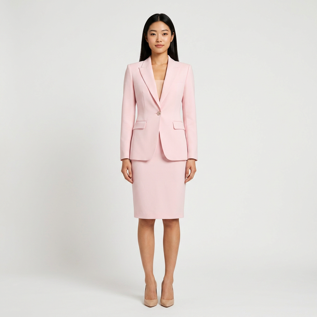 Blush Pink Blazer and Pencil Skirt Set for Meetings Ready and Elegant Office Style Women-Vyana Collective