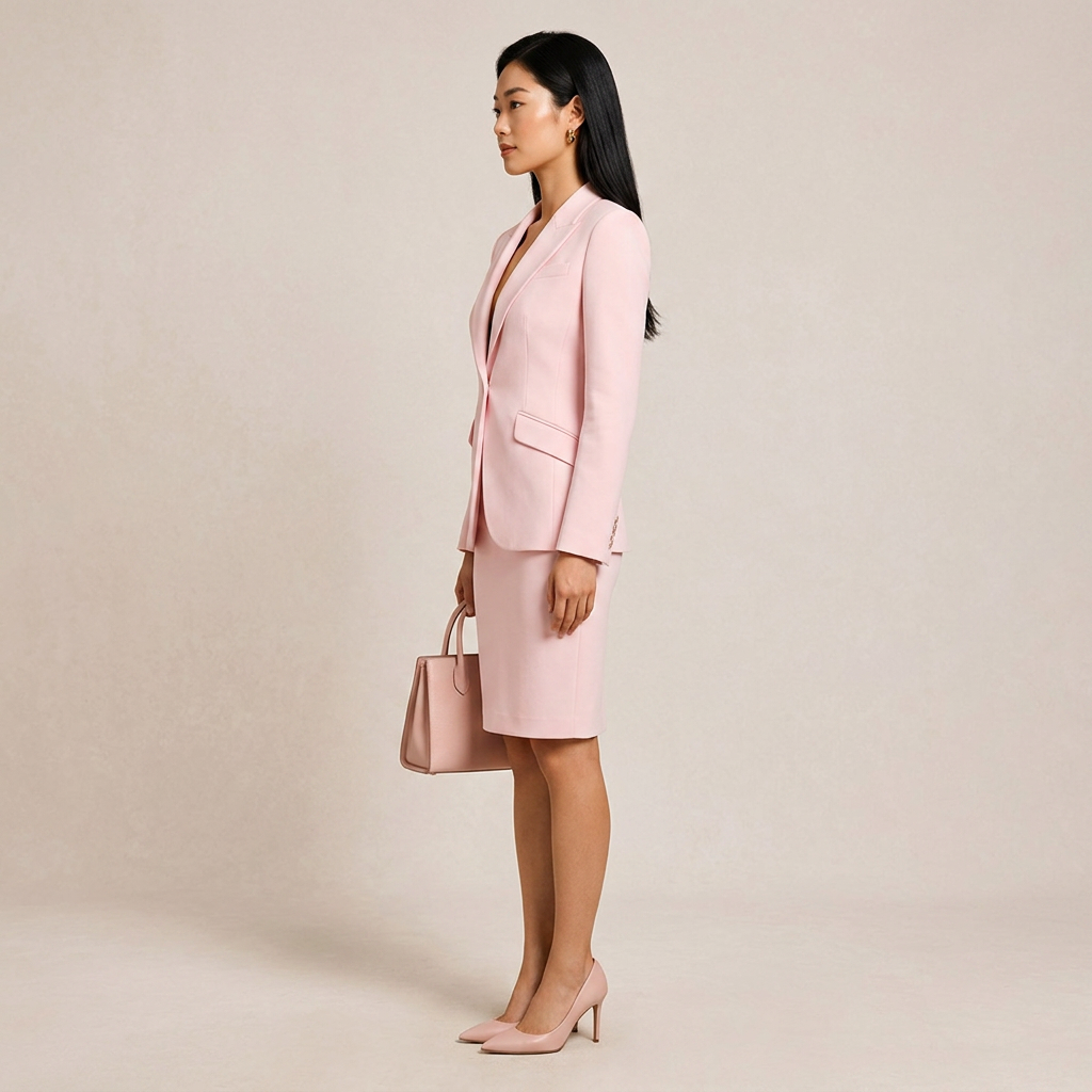 Blush Pink Blazer and Pencil Skirt Set for Meetings Ready and Elegant Office Style Women-Vyana Collective