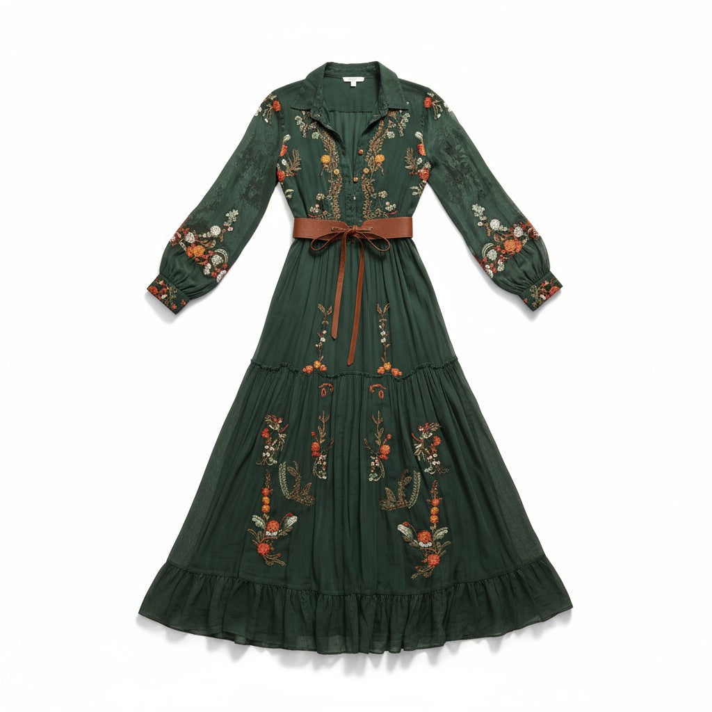 Boho Floral Fall Maxi Dress-Vyana Collective