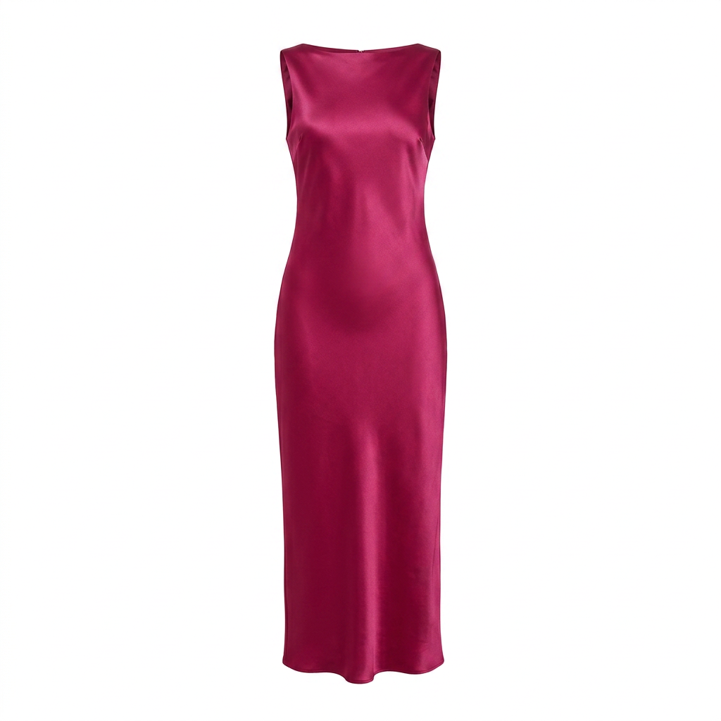 Burgundy Backless Satin Maxi Evening Dress for Weddings, Formal Events & Cocktail Parties for Women-Vyana Collective