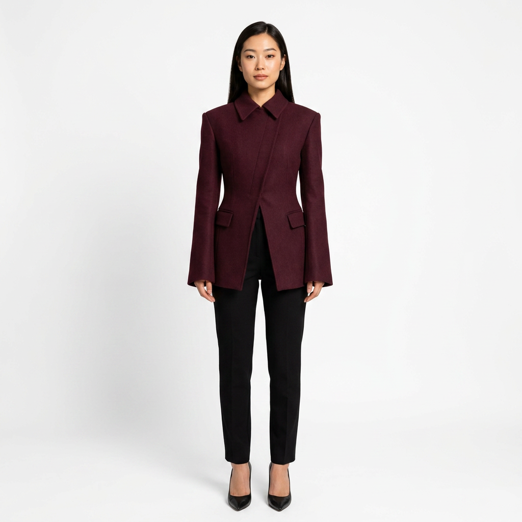 Burgundy Cross Placket Blazer Dress for Office and Evening Wear-Vyana Collective