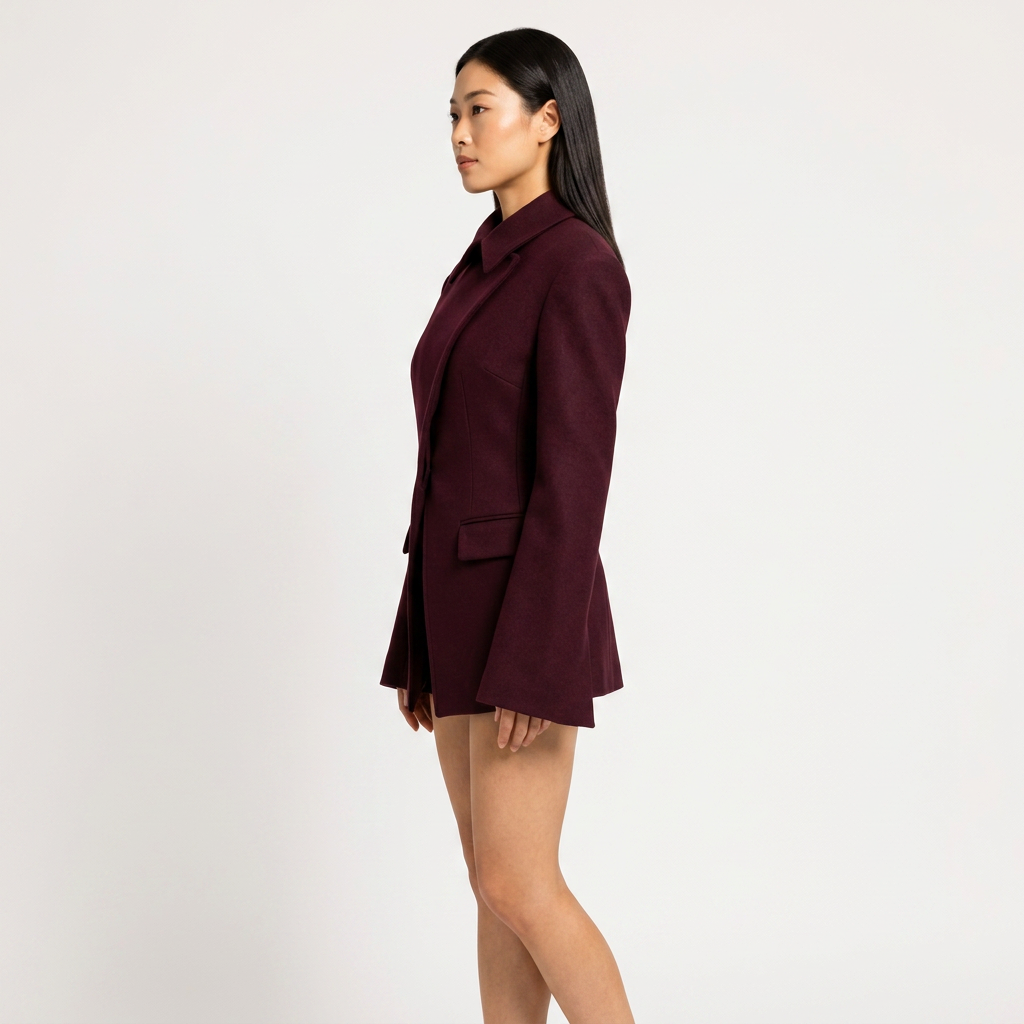 Burgundy Cross Placket Blazer Dress for Office and Evening Wear-Vyana Collective