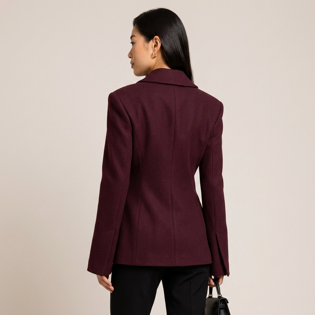 Burgundy Cross Placket Blazer Dress for Office and Evening Wear-Vyana Collective