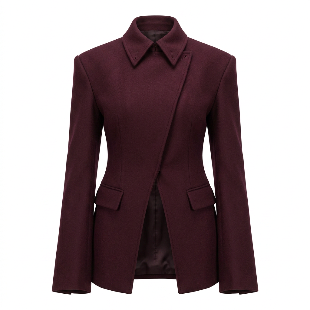 Burgundy Cross Placket Blazer Dress for Office and Evening Wear-Vyana Collective