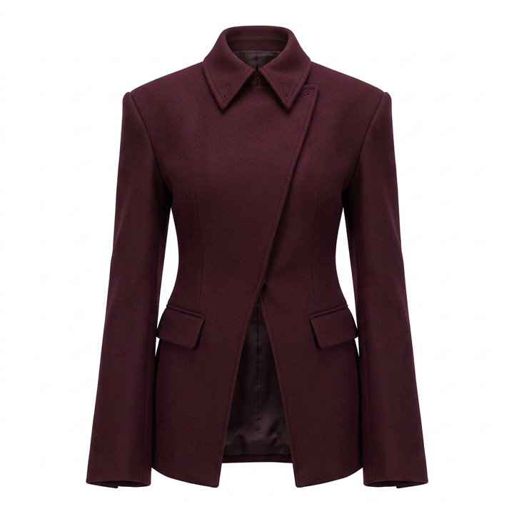 Burgundy Cross Placket Blazer Dress for Office and Evening Wear-Vyana Collective
