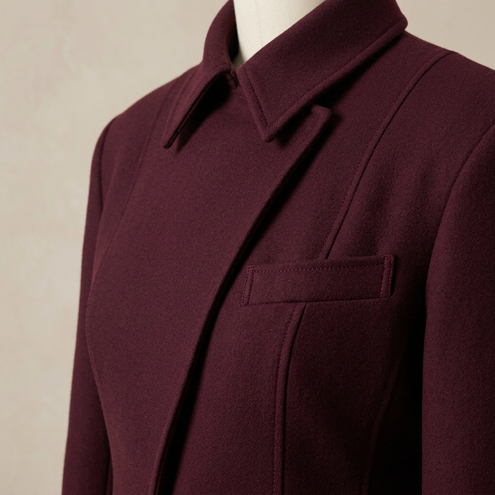 Burgundy Cross Placket Blazer Dress for Office and Evening Wear-Vyana Collective