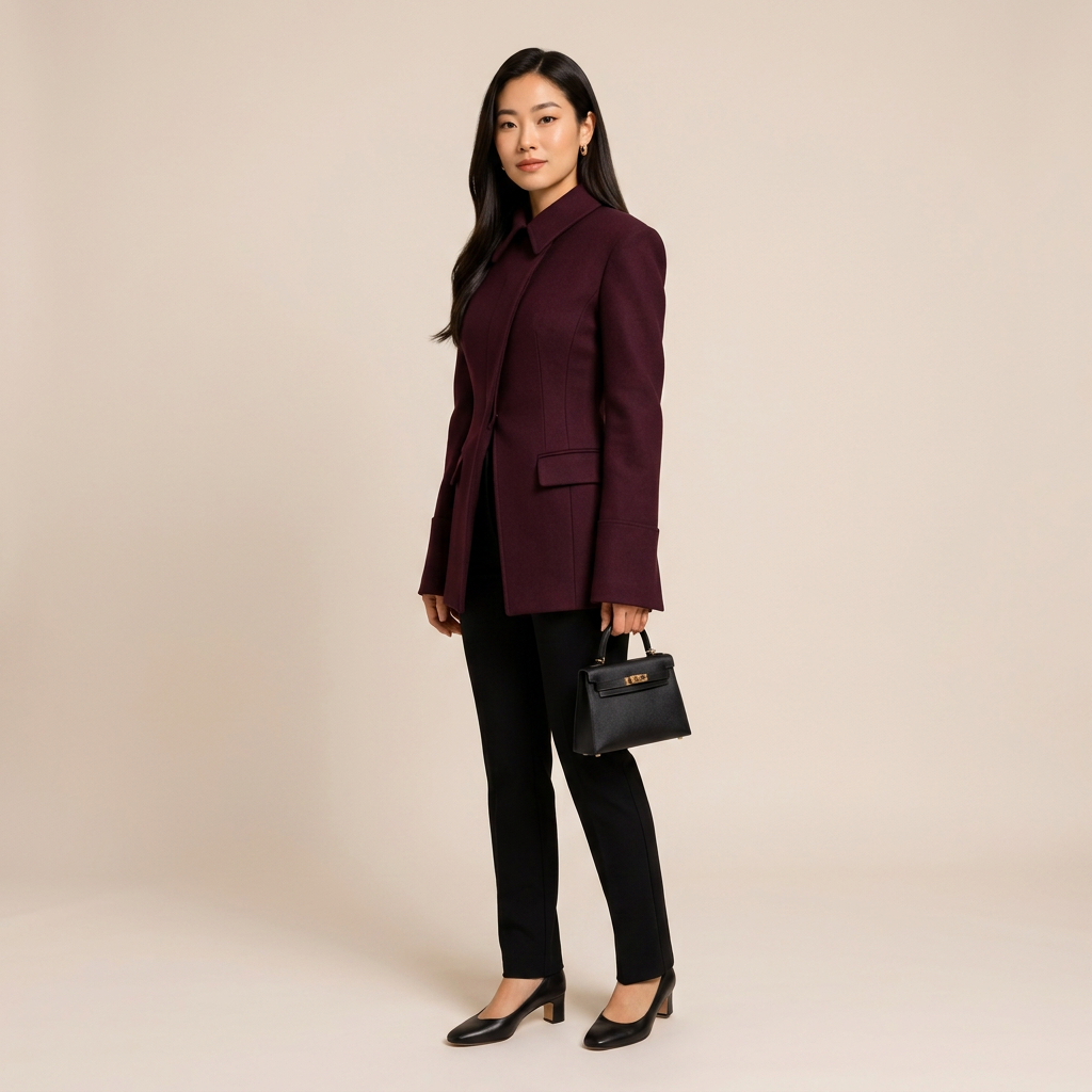 Burgundy Cross Placket Blazer Dress for Office and Evening Wear-Vyana Collective