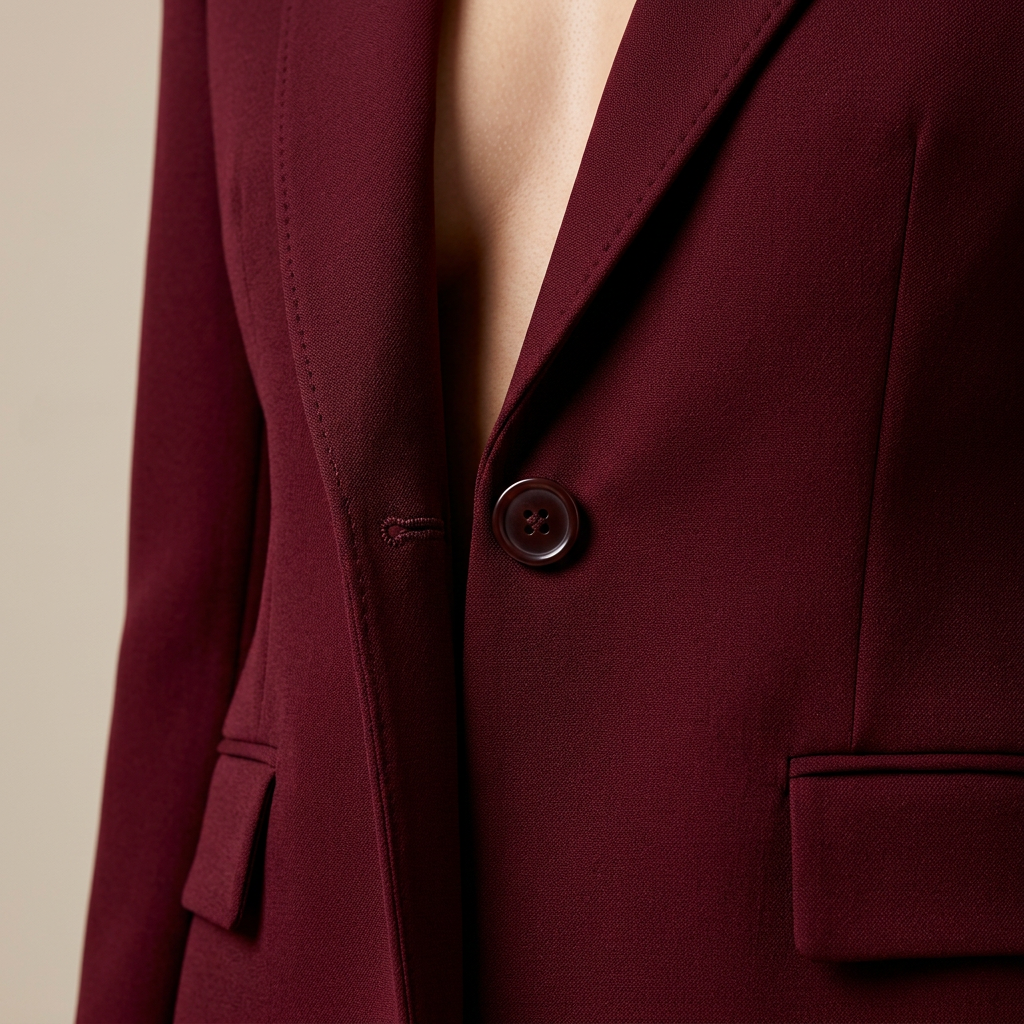Burgundy Sculpted Blazer and Flared Trousers Suit for Women-Vyana Collective