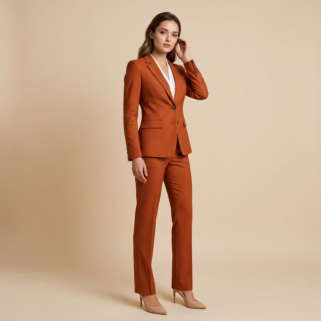Caramel Power Tailored Single-Breasted 2-Piece Suit-Vyana Collective