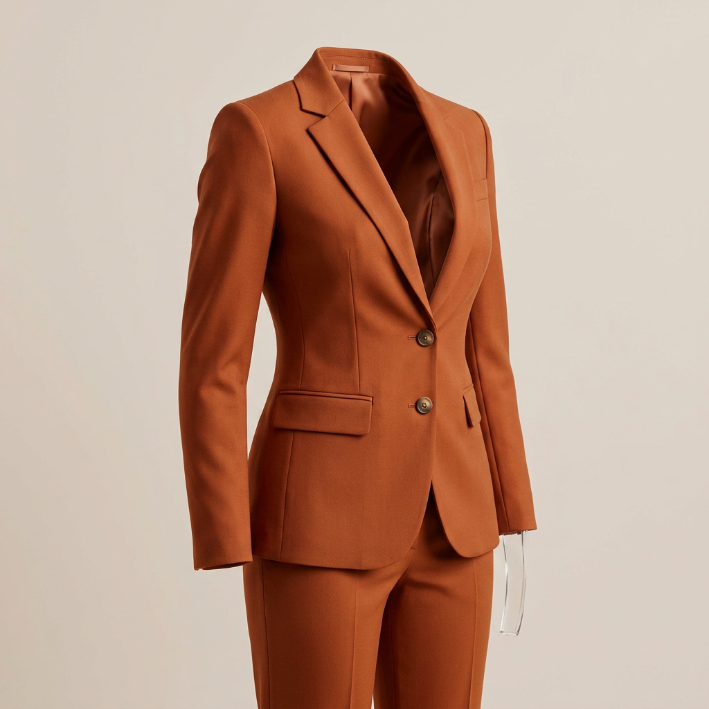 Caramel Power Tailored Single-Breasted 2-Piece Suit-Vyana Collective