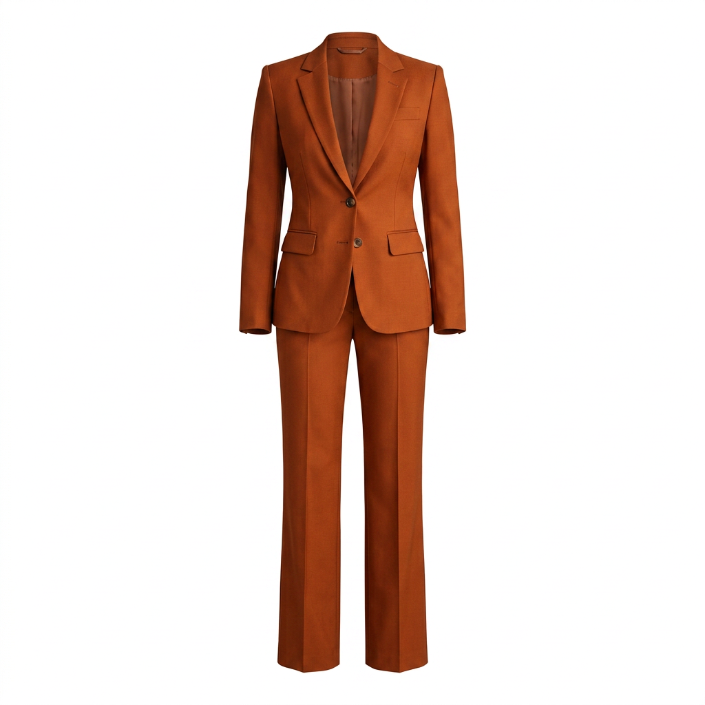 Caramel Power Tailored Single-Breasted 2-Piece Suit-Vyana Collective