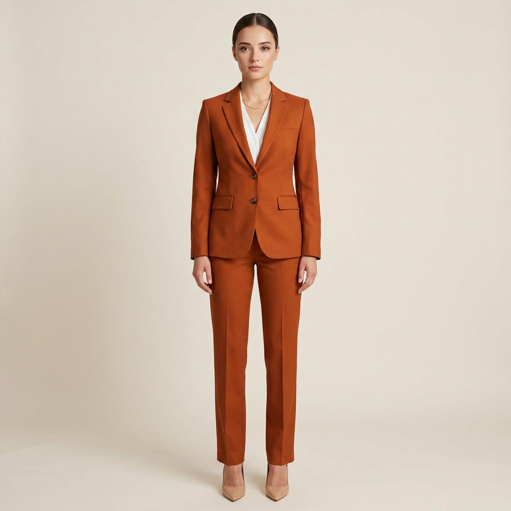 Caramel Power Tailored Single-Breasted 2-Piece Suit-Vyana Collective