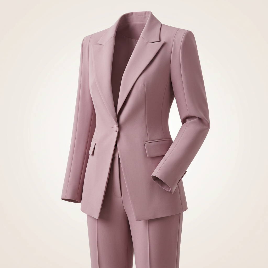 Carmine Pink Blazer and Flared Trousers Suit for Office and Formal Wear-Vyana Collective