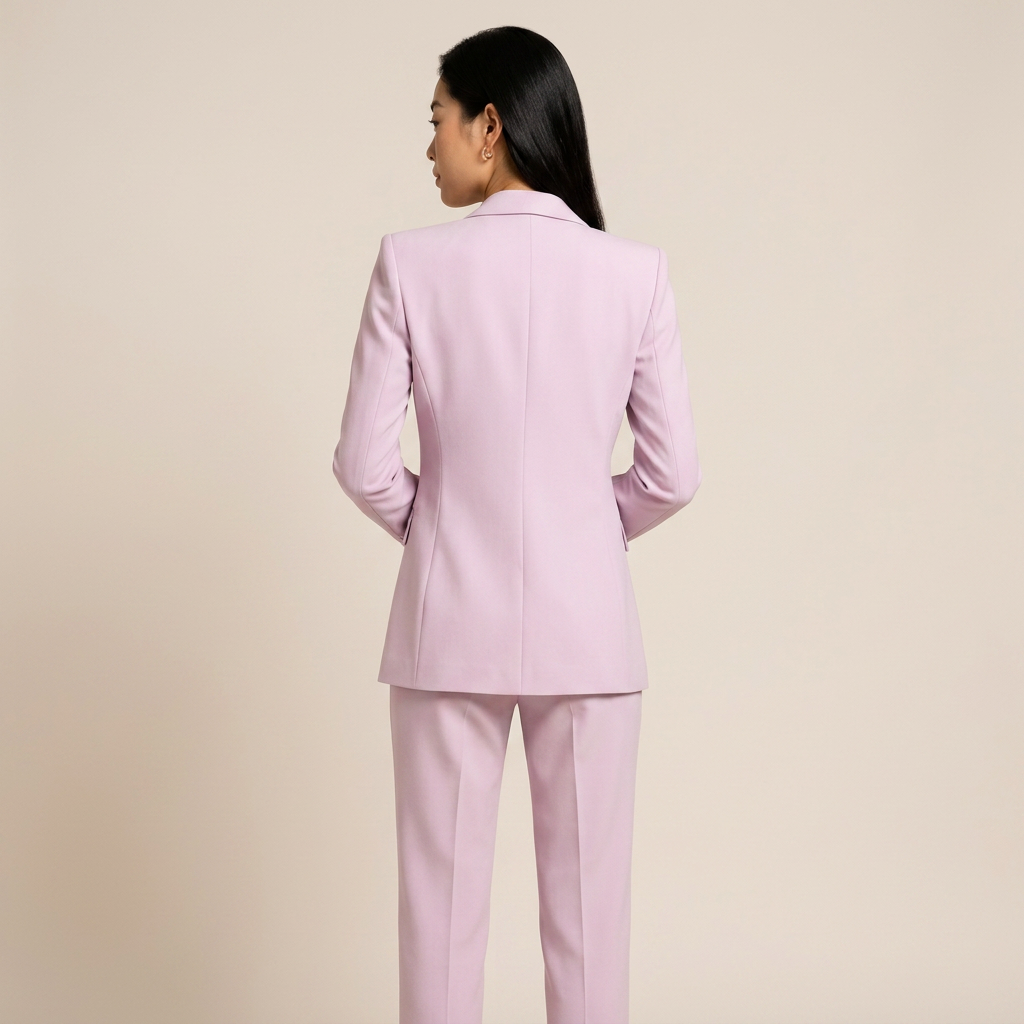 Carmine Pink Blazer and Flared Trousers Suit for Office and Formal Wear-Vyana Collective
