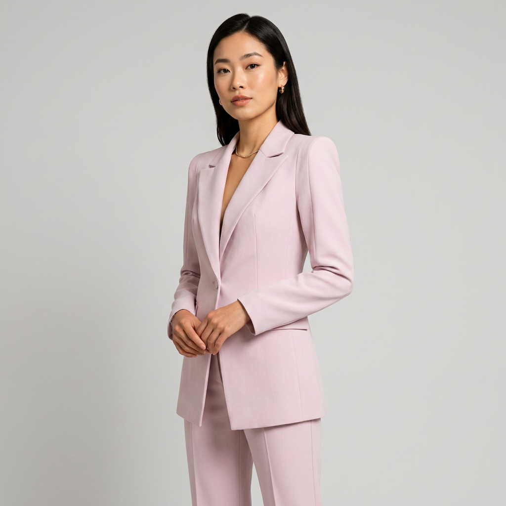 Carmine Pink Blazer and Flared Trousers Suit for Office and Formal Wear-Vyana Collective