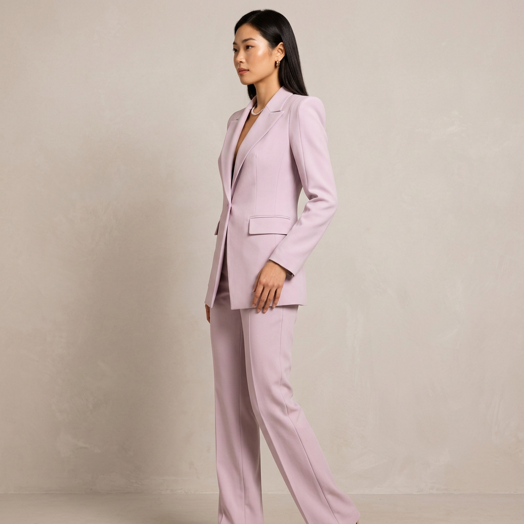 Carmine Pink Blazer and Flared Trousers Suit for Office and Formal Wear-Vyana Collective