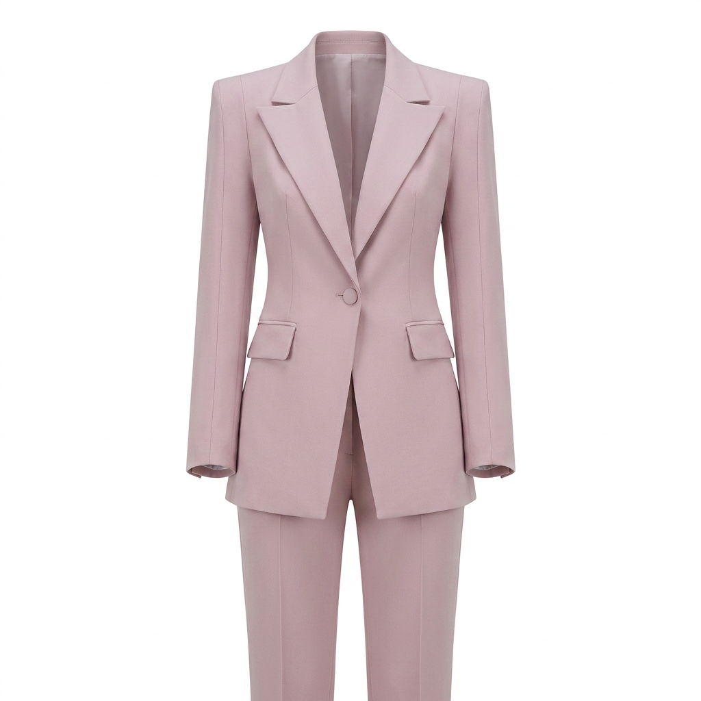 Carmine Pink Blazer and Flared Trousers Suit for Office and Formal Wear-Vyana Collective