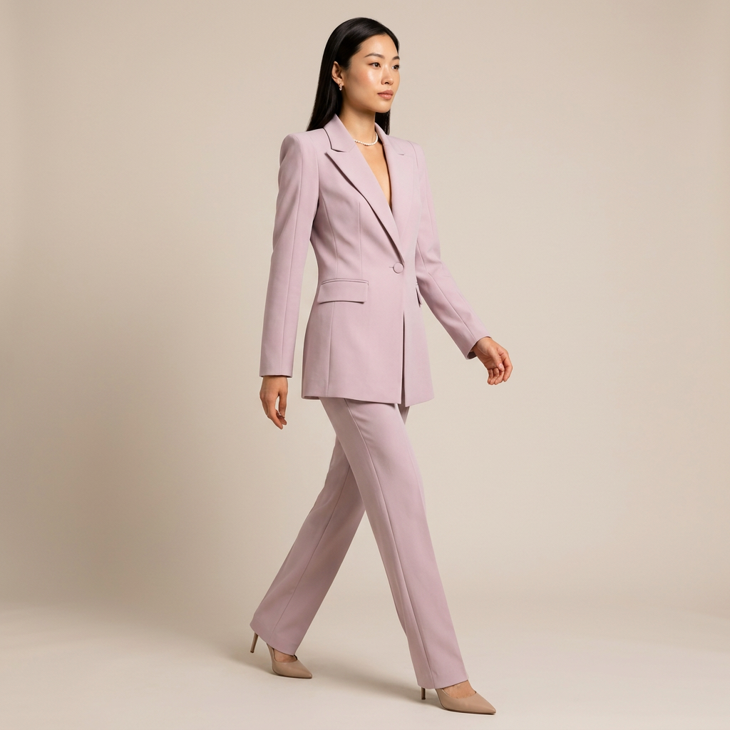 Carmine Pink Blazer and Flared Trousers Suit for Office and Formal Wear-Vyana Collective