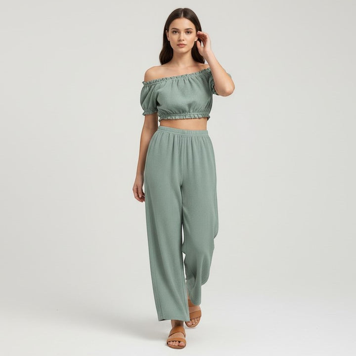 Casual Sleeveless Top and Wide Leg Pants Set-Vyana Collective