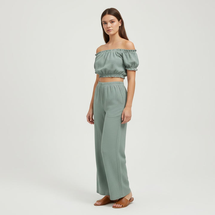 Casual Sleeveless Top and Wide Leg Pants Set-Vyana Collective
