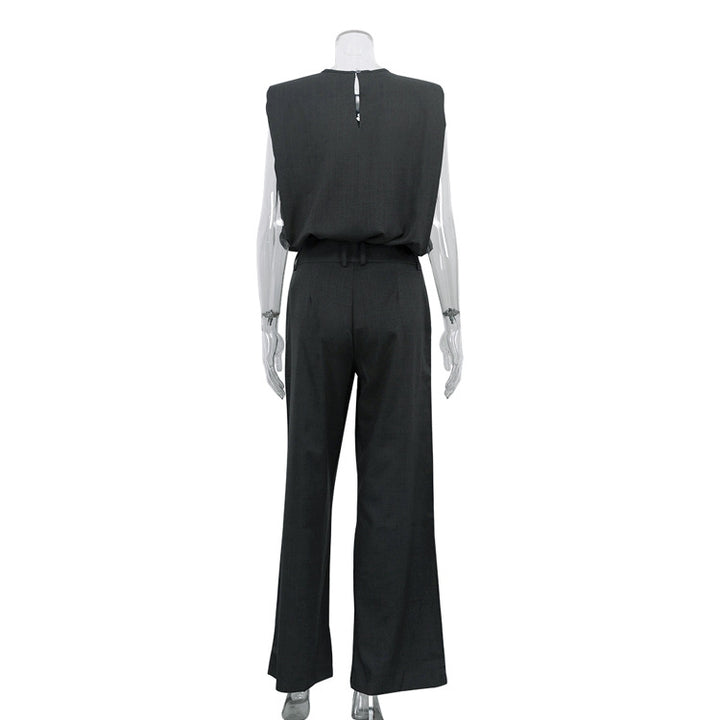 Charcoal Sleeveless Top & Wide-Leg Trouser Set-Vyana Collective