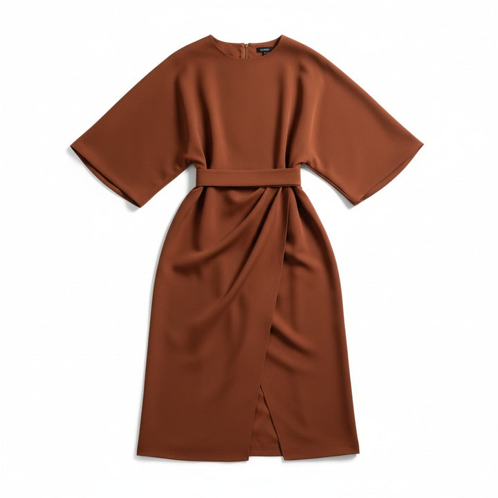 Chic Midi Dress with Belt-Vyana Collective