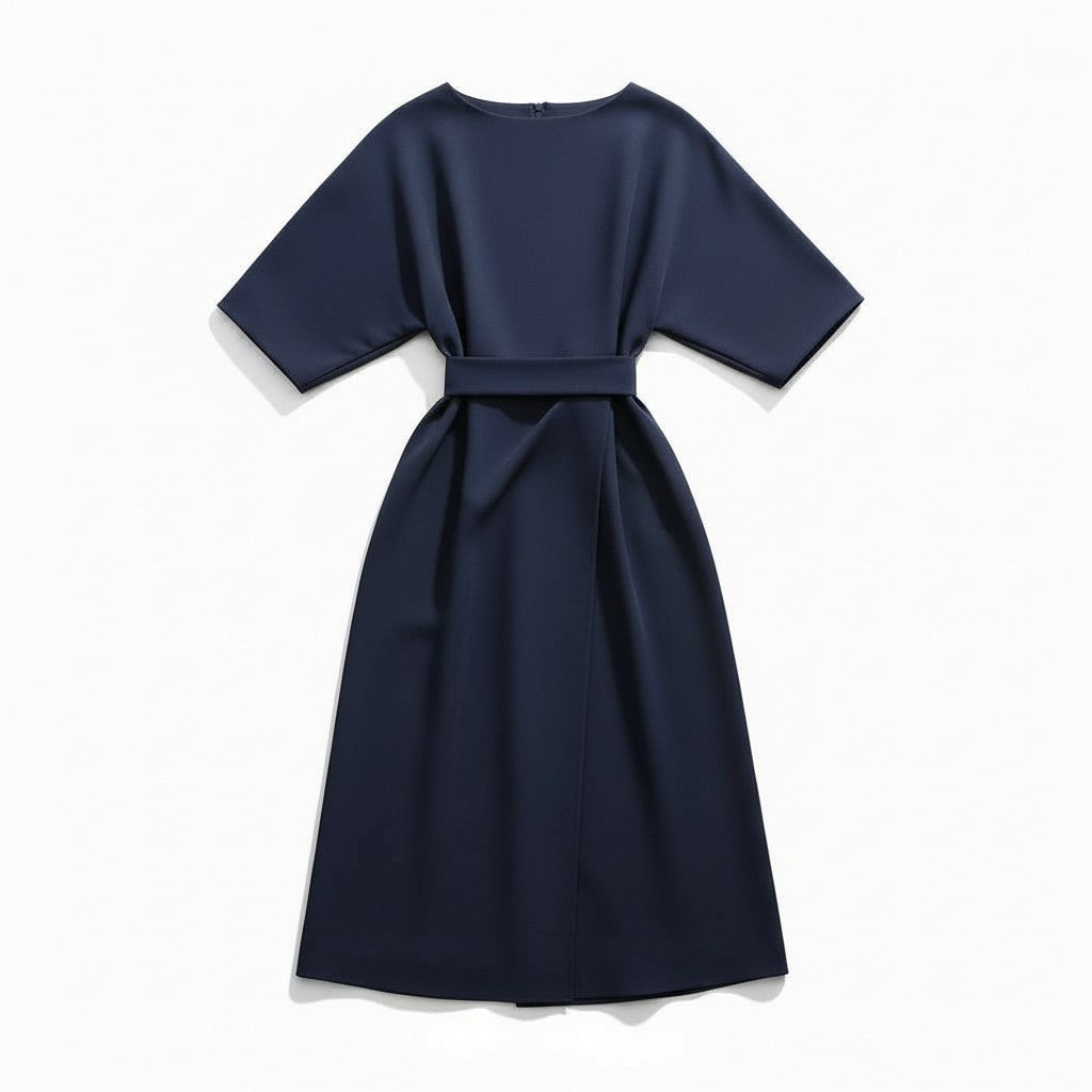 Chic Midi Dress with Belt-Vyana Collective