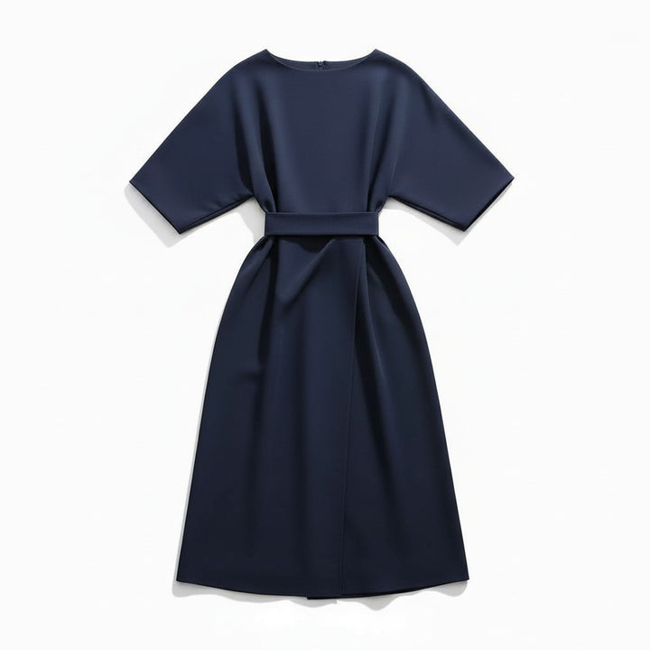 Chic Midi Dress with Belt-Vyana Collective