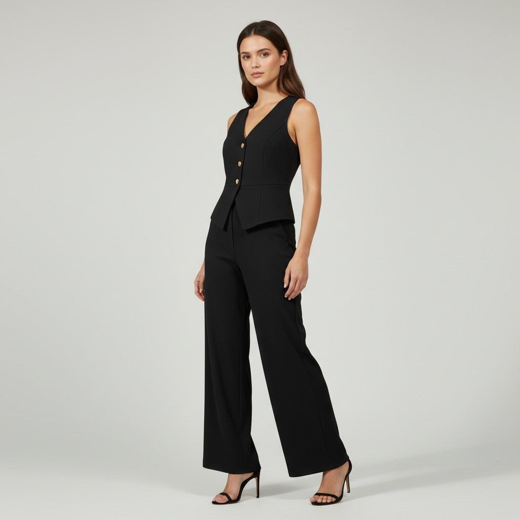 Chic Sleeveless Top and Pants Office Set-Vyana Collective