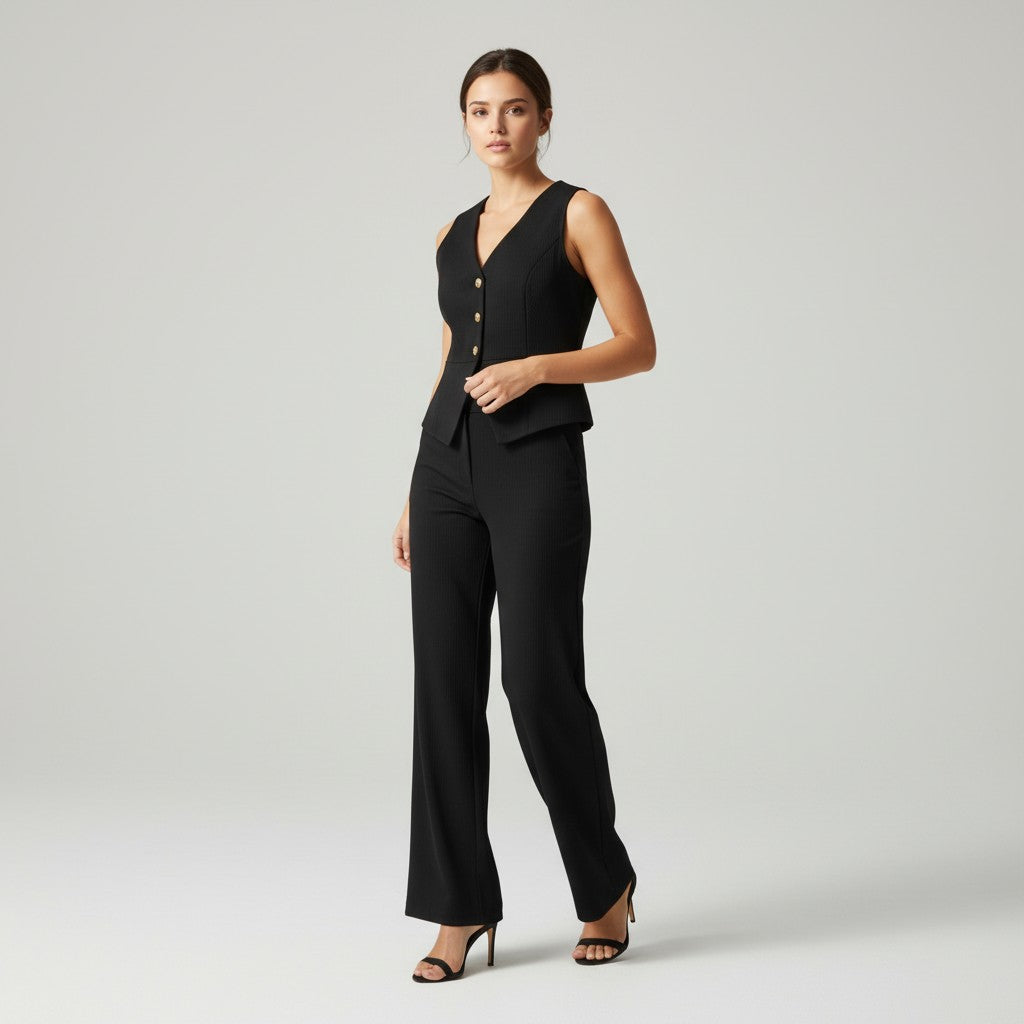Chic Sleeveless Top and Pants Office Set-Vyana Collective