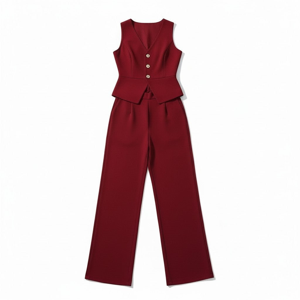 Chic Sleeveless Top and Pants Office Set-Vyana Collective