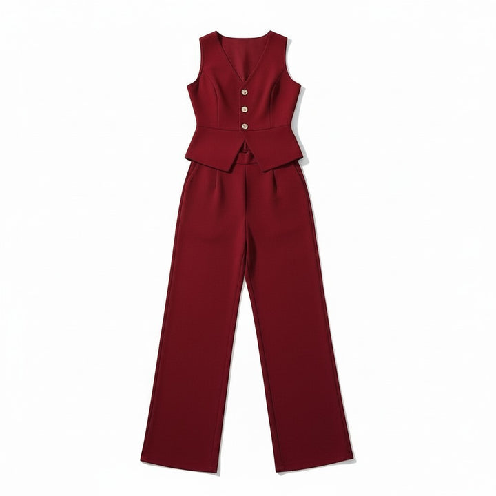 Chic Sleeveless Top and Pants Office Set-Vyana Collective