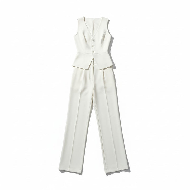Chic Sleeveless Top and Pants Office Set-Vyana Collective