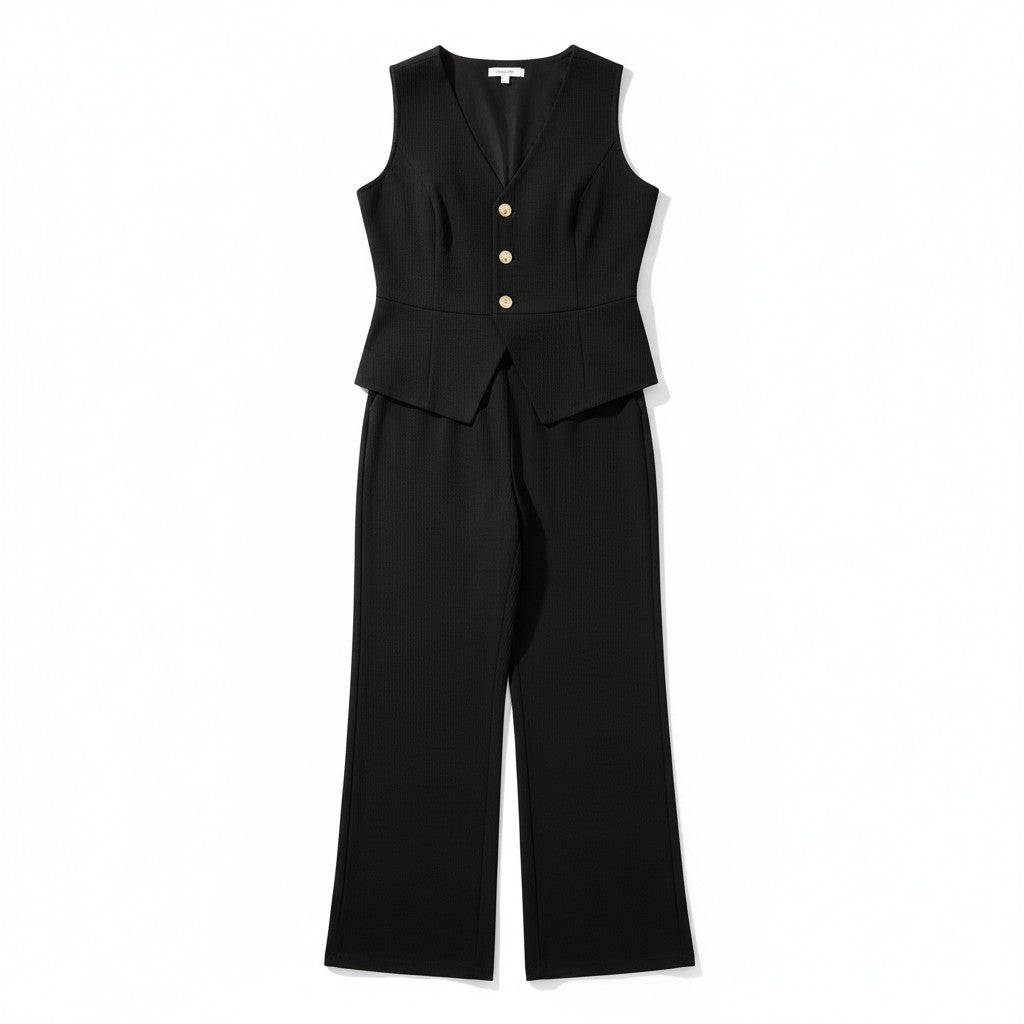 Chic Sleeveless Top and Pants Office Set-Vyana Collective