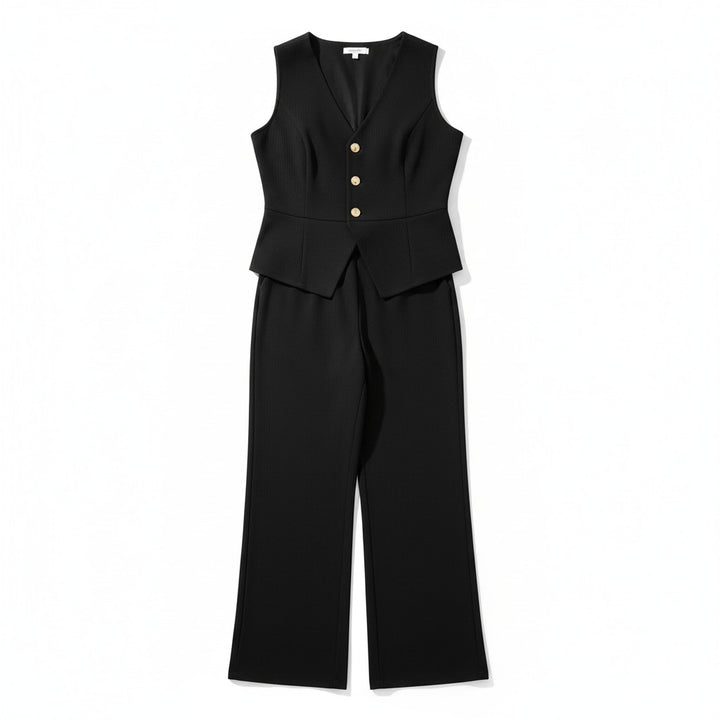 Chic Sleeveless Top and Pants Office Set-Vyana Collective