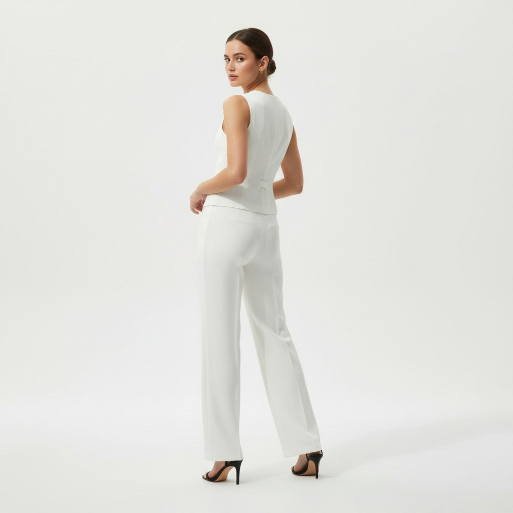 Chic Sleeveless Top and Pants Office Set-Vyana Collective