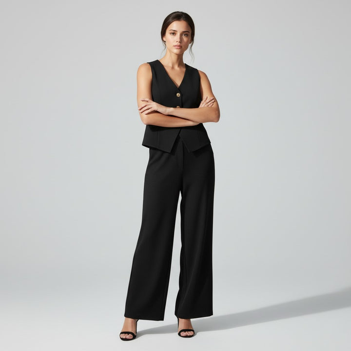 Chic Sleeveless Top and Pants Office Set-Vyana Collective