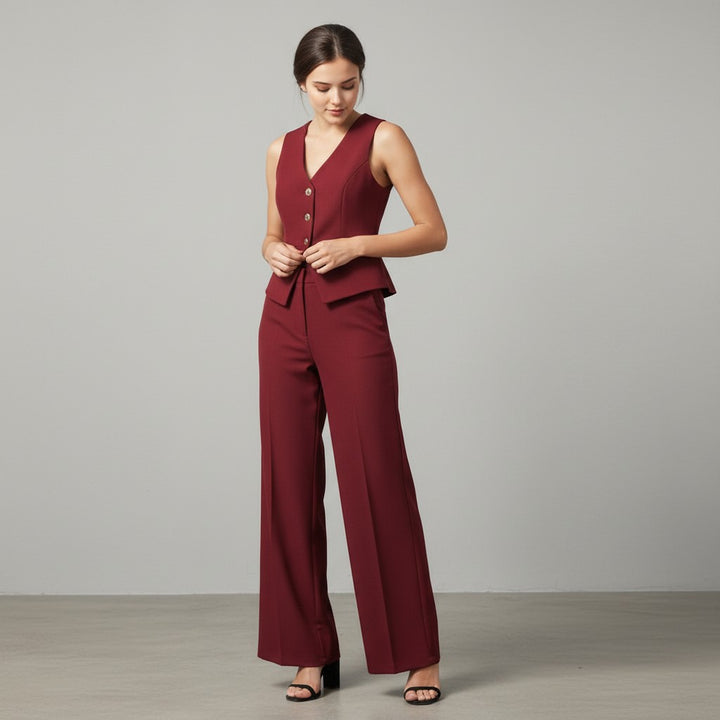 Chic Sleeveless Top and Pants Office Set-Vyana Collective