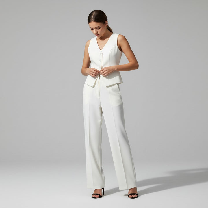 Chic Sleeveless Top and Pants Office Set-Vyana Collective