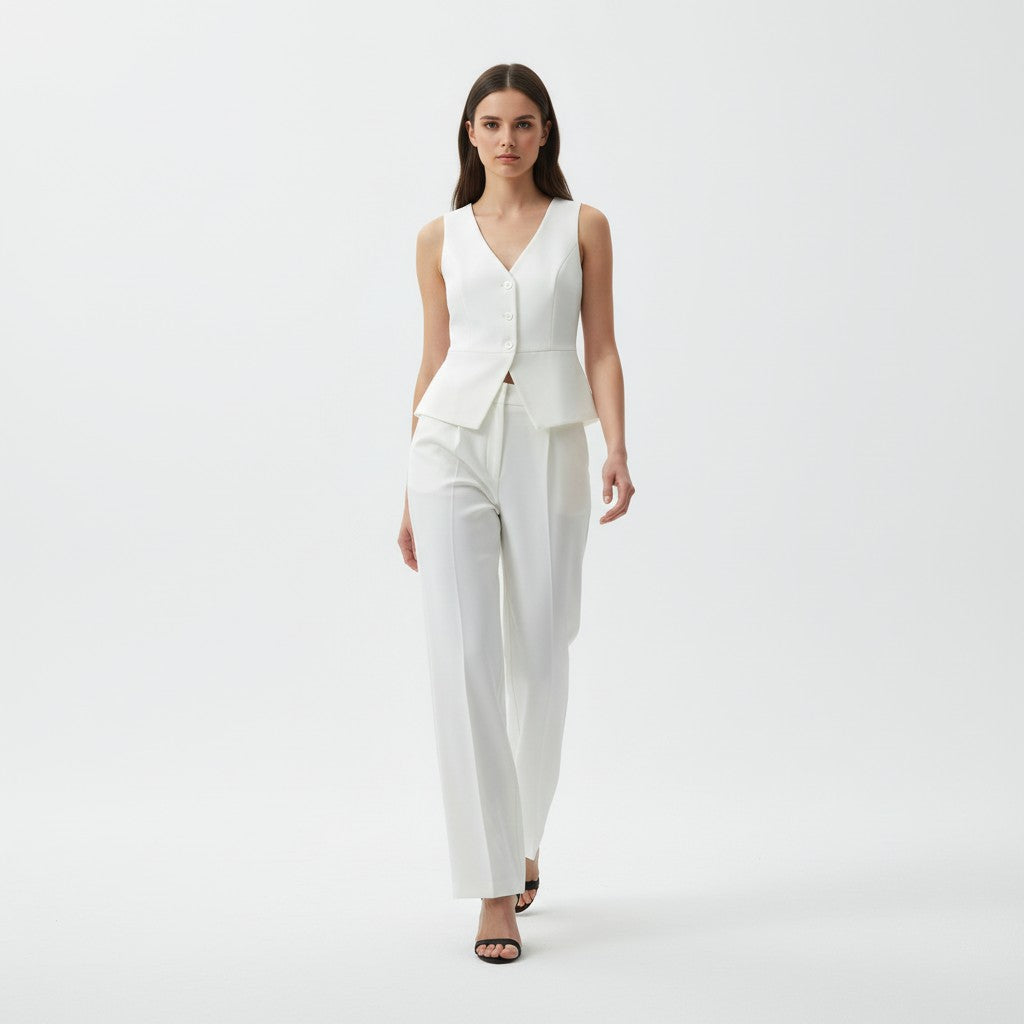 Chic Sleeveless Top and Pants Office Set-Vyana Collective