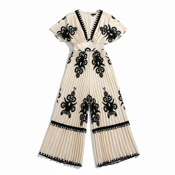 Chic V-Neck Waist-Cinching Women's Jumpsuit-Vyana Collective