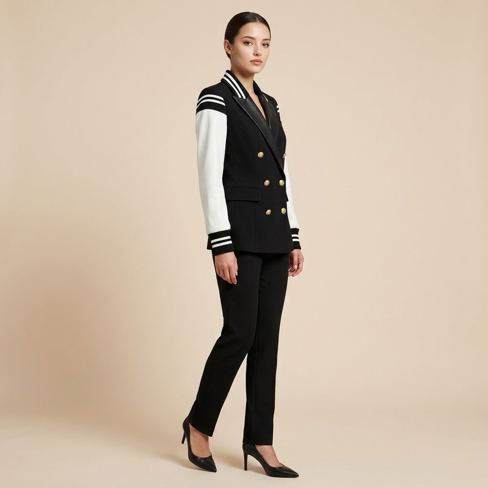Color Block Double Breasted Blazer for Executive Office Style Women-Vyana Collective