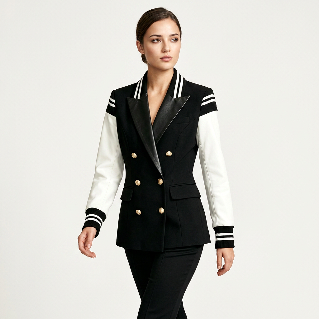 Color Block Double Breasted Blazer for Executive Office Style Women-Vyana Collective